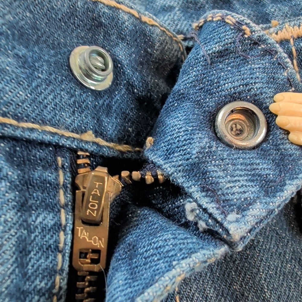 VTG 70s Sasson Blue Jeans 26x24 Cropped Hem High Rise Dark Wash Talon Zipper EUC - Picture 10 of 16